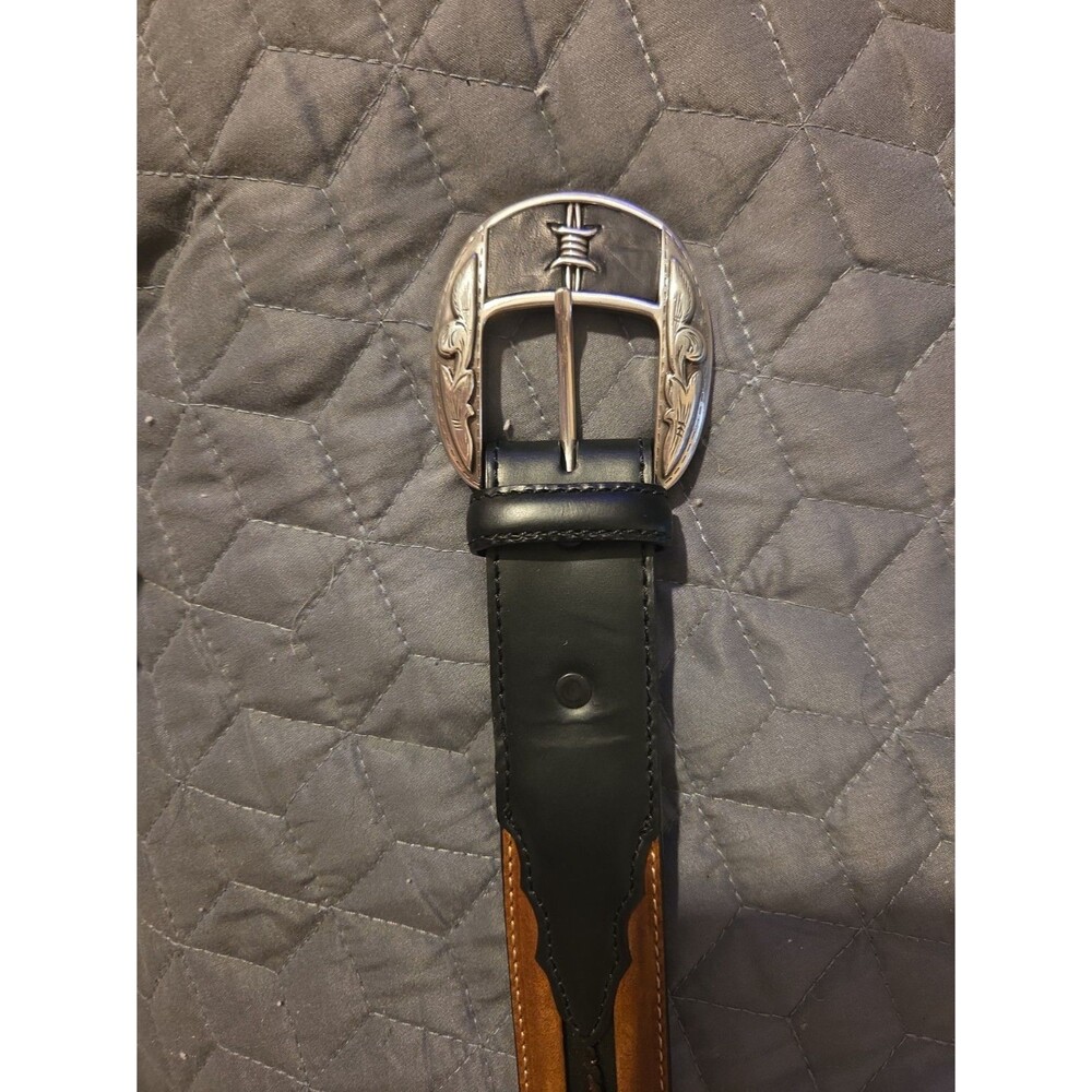 Justin Fenced In C10813 Western Leather Belt Mens 42 Barbed Wire Brown Black